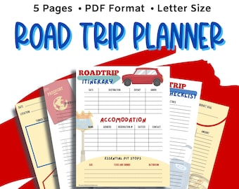 Road Trip Planner, Family Vacation Planner, Printable Travel Planner, Vacation Planner Bundle, Travel Journal, Travel Itinerary