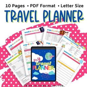 Printable Travel Planner, Travel Vacation Planner, Family Vacation Planner, Travel Bundle, Letter Size Planner, Trip Planner, Travel Journal