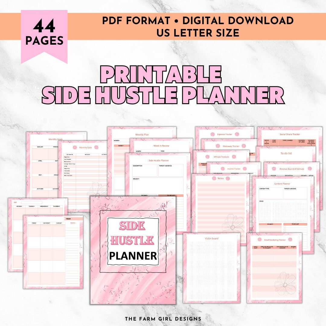 Printable Side Hustle Planner, Printable Business Planner, Blogging ...