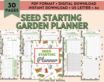 Planificador de semillas, planificador de jardín, planificador de jardinería, organizador de semillas, diario de semillas, lista de verificación de jardinería, planificador de finca, iniciador de semillas
