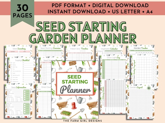 Seed Starting Planner, Garden Planner, Gardening Planner, Seed Organizer, Seed Journal, Gardening Checklist, Homestead Planner, Seed Starter