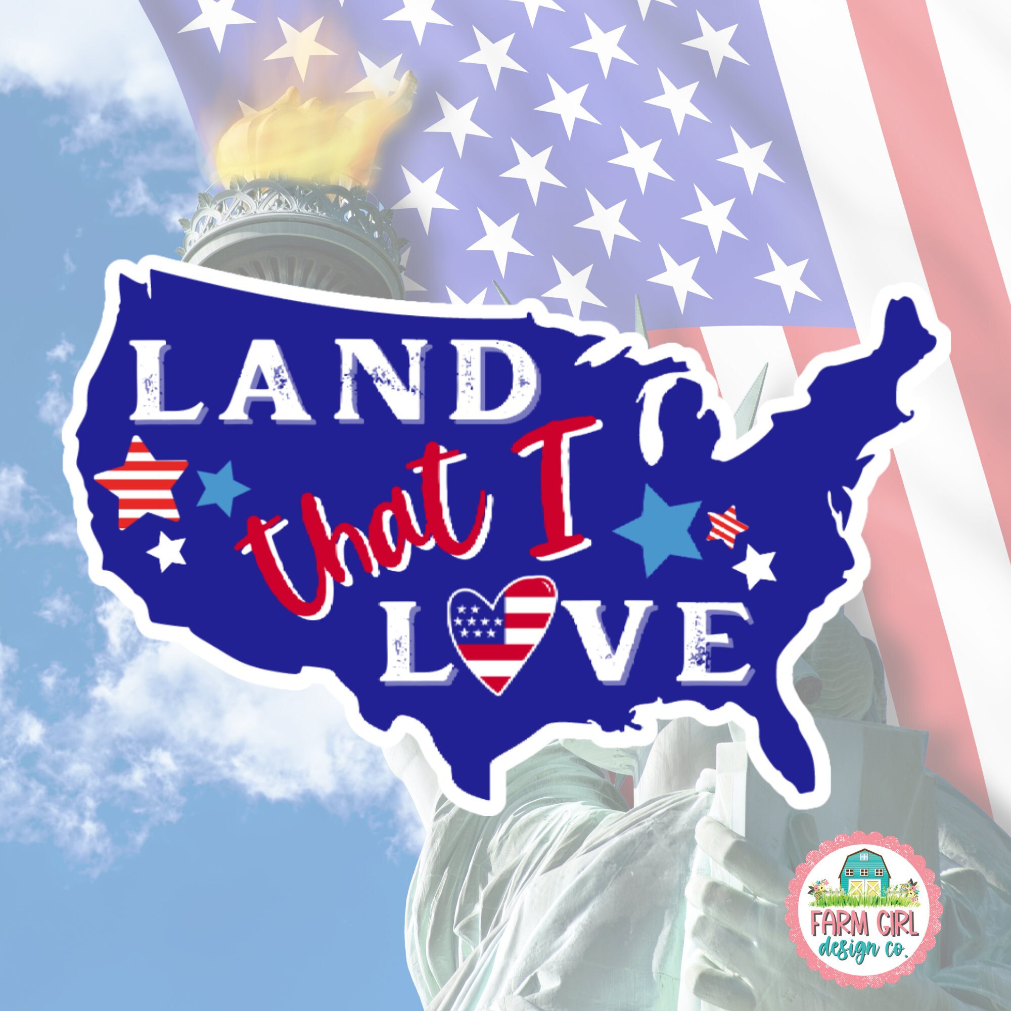Land That I Love Sticker, USA Sticker, Patriotic Sticker, Laptop Decal, Made In America, Waterproof Vinyl Sticker, Freedom, Proud American