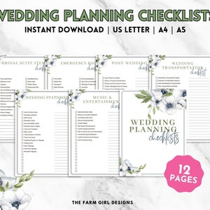 Printable Wedding Checklist, Wedding Checklists Printable, Wedding Planner Checklist Template ...