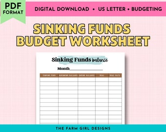 Sinking Funds Tracker, Sinking Funds Printable, Paycheck Breakdown Planner, Budget Planner Printable, Bill Tracking Worksheet PDF