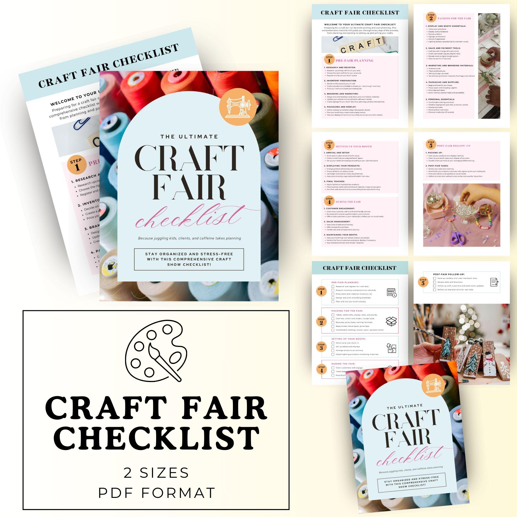 Craft Fair Checklist.pdf Craft Fair Checklist, Craft Fair Tracker, Craft Project Binder, Craft ...