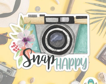 Watercolor Camera Sticker, Photography Sticker, Floral Camera Sticker, Vinyl Sticker For Water Bottle or Laptop, Snap Happy Colorful Sticker