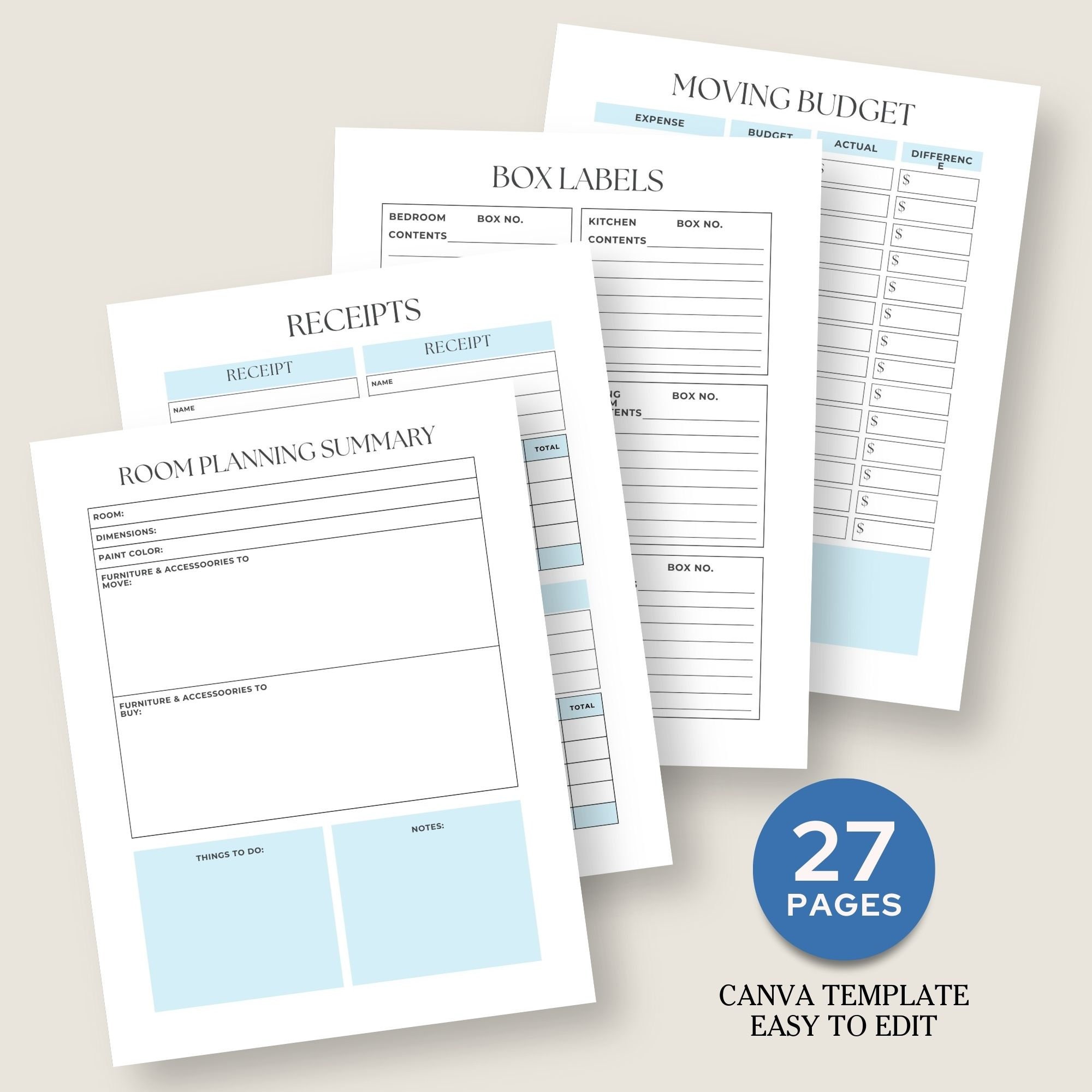 Moving Planner Binder, Relocation Checklist, Move in Move Out Checklist ...