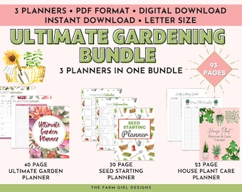 Garden Planner Printable Bundle, Gardening Journal, Seed Starter Journal, Houseplant Planner, Homestead Planner Bundle, Gardening Checklist