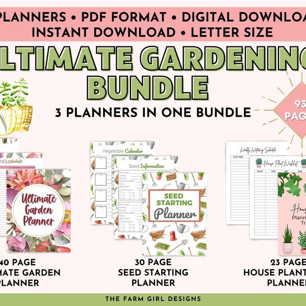 Garden Planner Printable Bundle, Gardening Journal, Seed Starter Journal, Houseplant Planner, Garden Notebook Bundle, Gardening Checklist