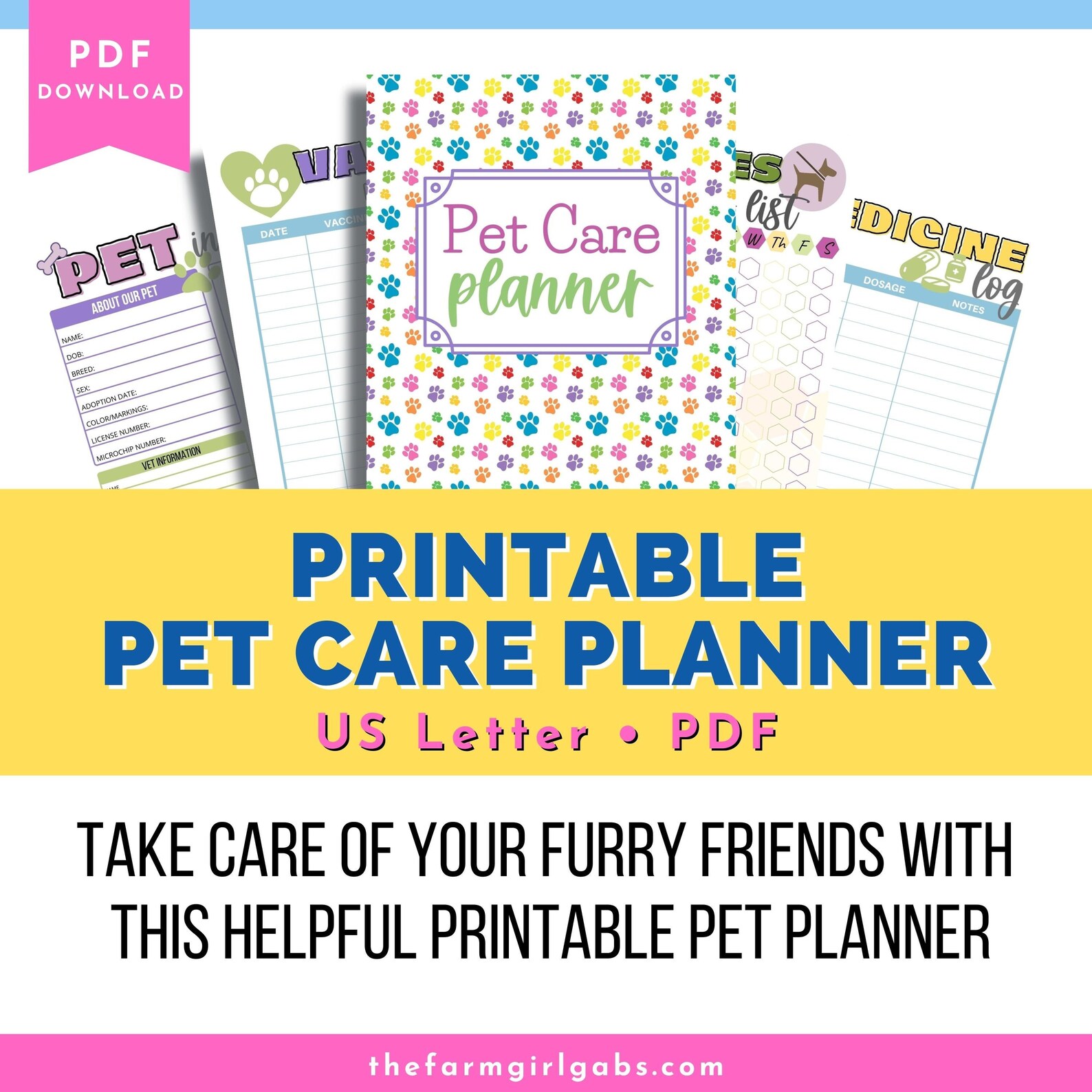 Printable Pet Care Planner Printable Care Checklist Pet - Etsy