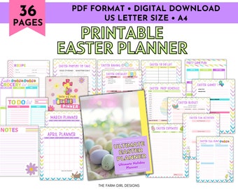 Printable Easter Planner, Party Planner Printable, Easter Journal, Spring Activity Planner, Easter Organizer, Holiday Printable