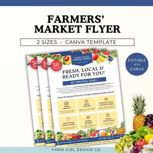 Farmers Market Flyer Editable, Farm To Table Flyer, Support Local Farms Flyer, Local Farm Poster, Spring Craft Fair Flyer, Thank A Farmer