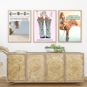 Coastal Cowgirl Wall Art, Coastal Cowgirl Newspaper Poster, Cowgirl Aesthetic, Disco Cowgirl, Southwest Wall Decor, Surfs Up Cowgirl PNG