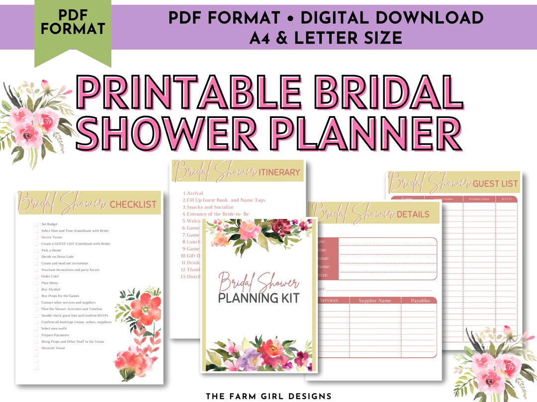 Bridal Shower Planning Kit Printable Bridal Shower Planner - Etsy