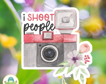 Watercolor Camera Sticker, Family Photographer Sticker, Floral Camera Sticker, Vinyl Sticker For Water Bottle or Laptop, Colorful Sticker