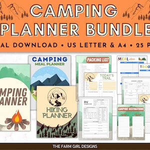 Camping Planner, Printable Camping Journal, RV Checklist, Printable Hiking Planner, Camping Log Book, Camping Meal Planner, Travel Planner