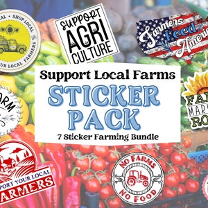 Farming Sticker Pack, Support Local Farms Sticker Bundle, No Farms No Food Sticker, Waterproof Stickers, Agriculture Sticker, Ag Decals image 1