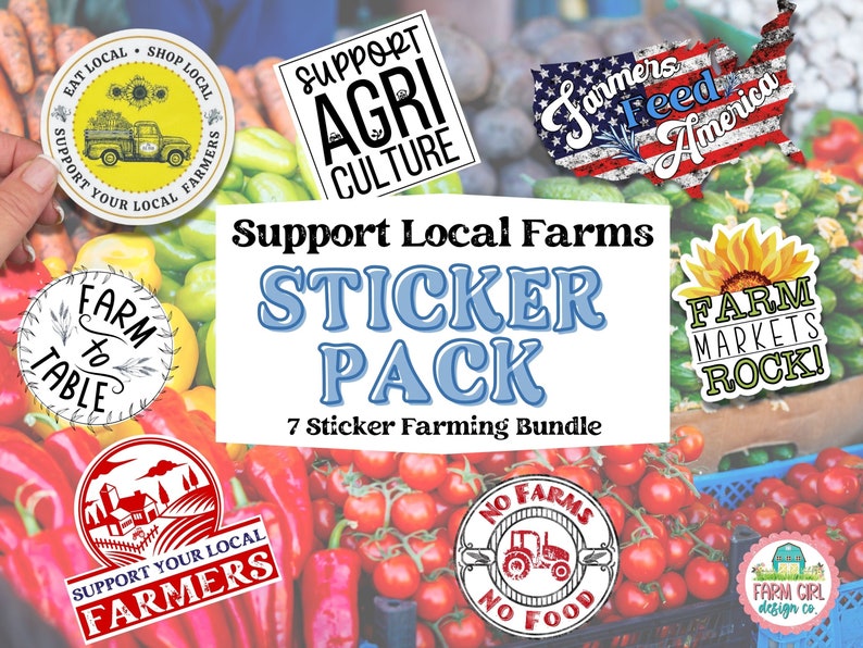 Farming Sticker Pack, Support Local Farms Sticker Bundle, No Farms No Food Sticker, Waterproof Stickers, Agriculture Sticker, Ag Decals image 1