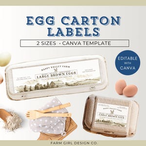 Etiquetas para cartón de huevos: descarga digital, plantilla de etiqueta, etiqueta para huevos frescos de granja, instrucciones de manejo de huevos frescos de granja, planificador de fincas