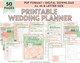 Printable Wedding Planner Kit, Wedding Planner, Ultimate Wedding Day Binder, Wedding Organizer Planner, Wedding Checklist, Wedding Binder