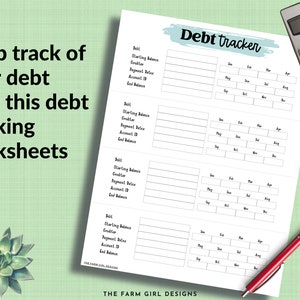 Printable Debt Tracking Worksheets, Budget Planning Kit, Debt Snowball ...