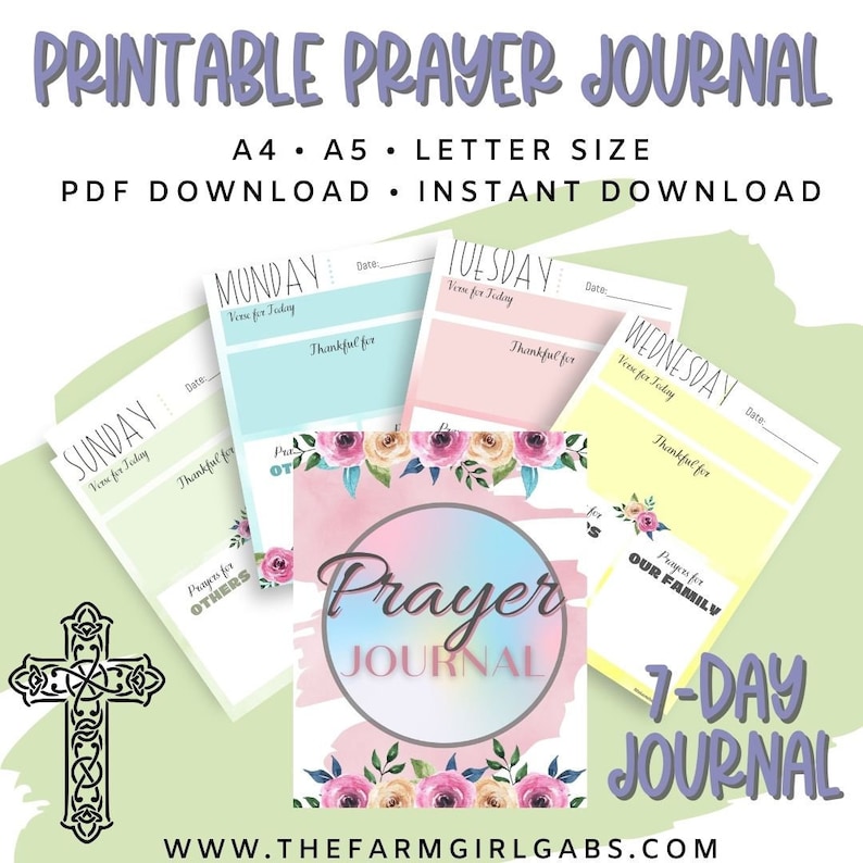 Printable Prayer Journal, Bible Study Journal, Christian Journal, Gratitude Journal for Busy Moms, Prayer Notebook, Bible Study Printable image 1