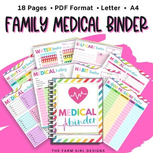 Printable Medical Planner, Caregiver Bundle, Medication Checklist, Wellness Planner, Doctor Visit Log Book, Water Tracker Spreadsheet
