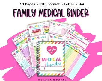 Printable Medical Planner, Caregiver Bundle, Medication Checklist, Wellness Planner, Doctor Visit Log Book, Water Tracker Spreadsheet