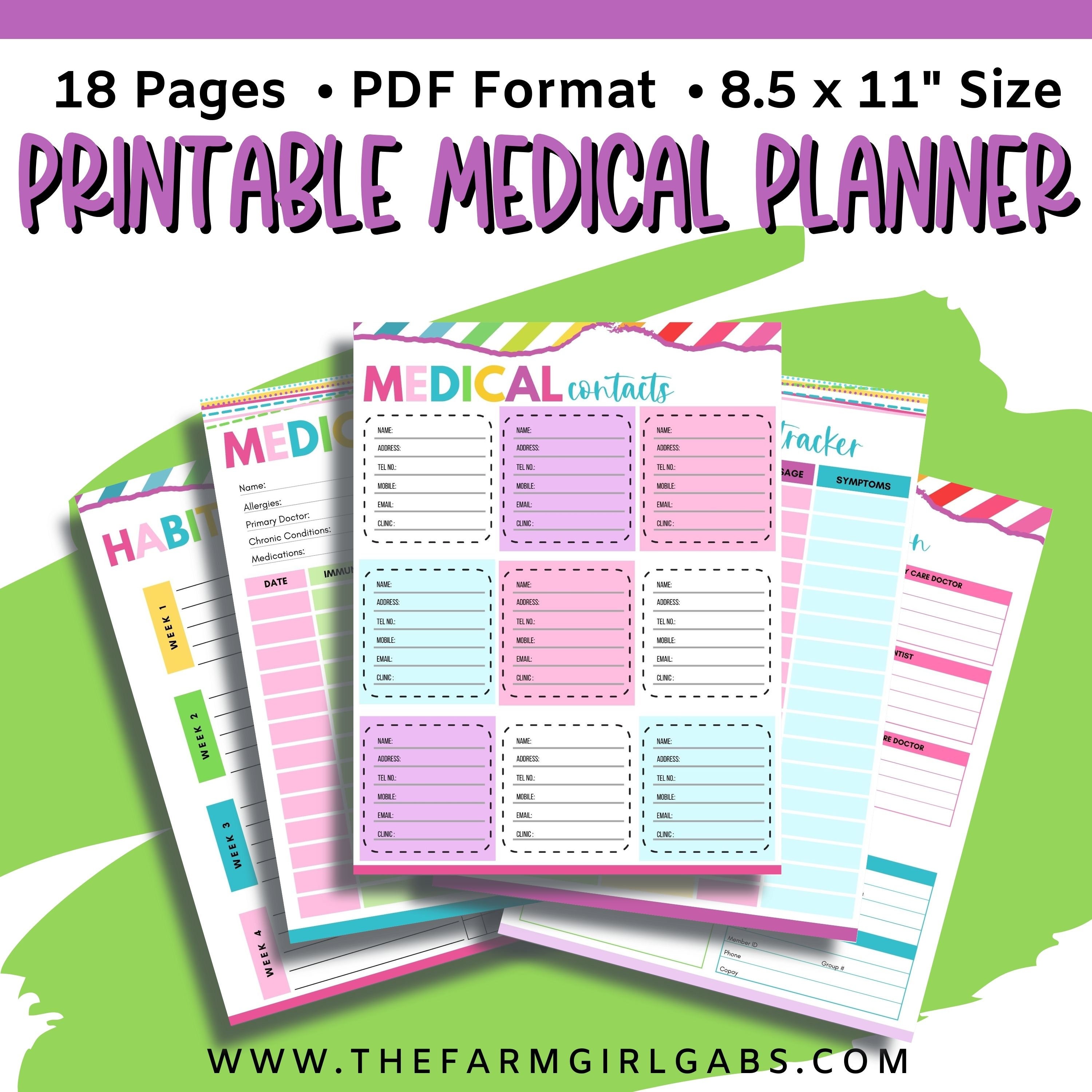 Printable Medical Binder Health Care Planner Health Care Etsy