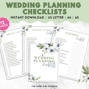 Printable Wedding Checklist, Wedding Checklists Printable,Wedding Planner Checklist Template, Wedding Timeline, Engagement Planner Checklist