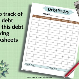 Printable Debt Tracking Worksheets, Budget Planning Kit, Debt Snowball ...
