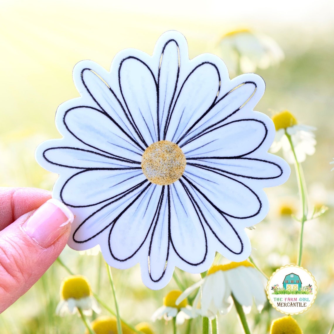 White Daisy Sticke Vinyl Watepoof Sticke Decal Ca Laptop