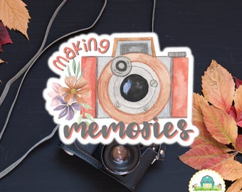 Making Memories Camera Sticker, Photography Sticker, Floral Camera Sticker, Laptop Sticker, Watercolor Sticker, Wanderlust Sticker, Travel