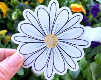 Daisy Sticker, Daisy Waterproof Sticker, Laptop Sticker, Wildflower Sticker, Daisy Decal, Flower Sticker, Daisy Car Decal