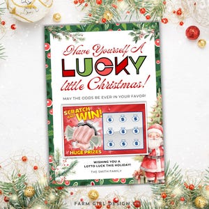 Uchwyt na kupon Lotto na Boże Narodzenie, Uchwyt na kupon loterii na Boże Narodzenie, Uchwyt na kartę podarunkową Lucky Little Christmas Lotto na święta, Uchwyt na kartę loterii