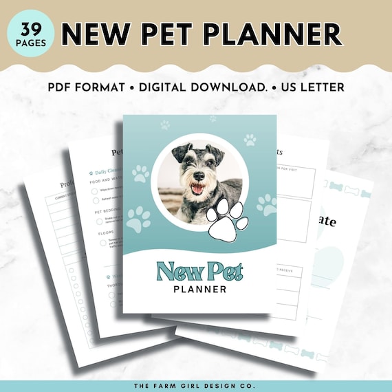 New Pet Planner, Pet Care Planner, Pet Journal, Dog Planner, Cat Planner, Pet Records