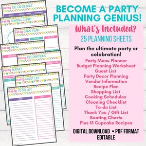 Ultimate Party Planner, Event Planner, Birthday Party Planner, Printable Party Planner, Party Organizer, Budget Planner, Project Planner image 5
