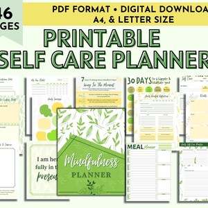 Self Care Planner, Mindfulness Planner, Self Care Journal, Wellness Planner, Mental Health Journal, Meditation Tracker, Wellness Workbook