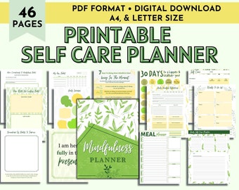 Self Care Planner, Mindfulness Planner, Self Care Journal, Wellness Planner, Mental Health Journal, Meditation Tracker, Wellness Workbook
