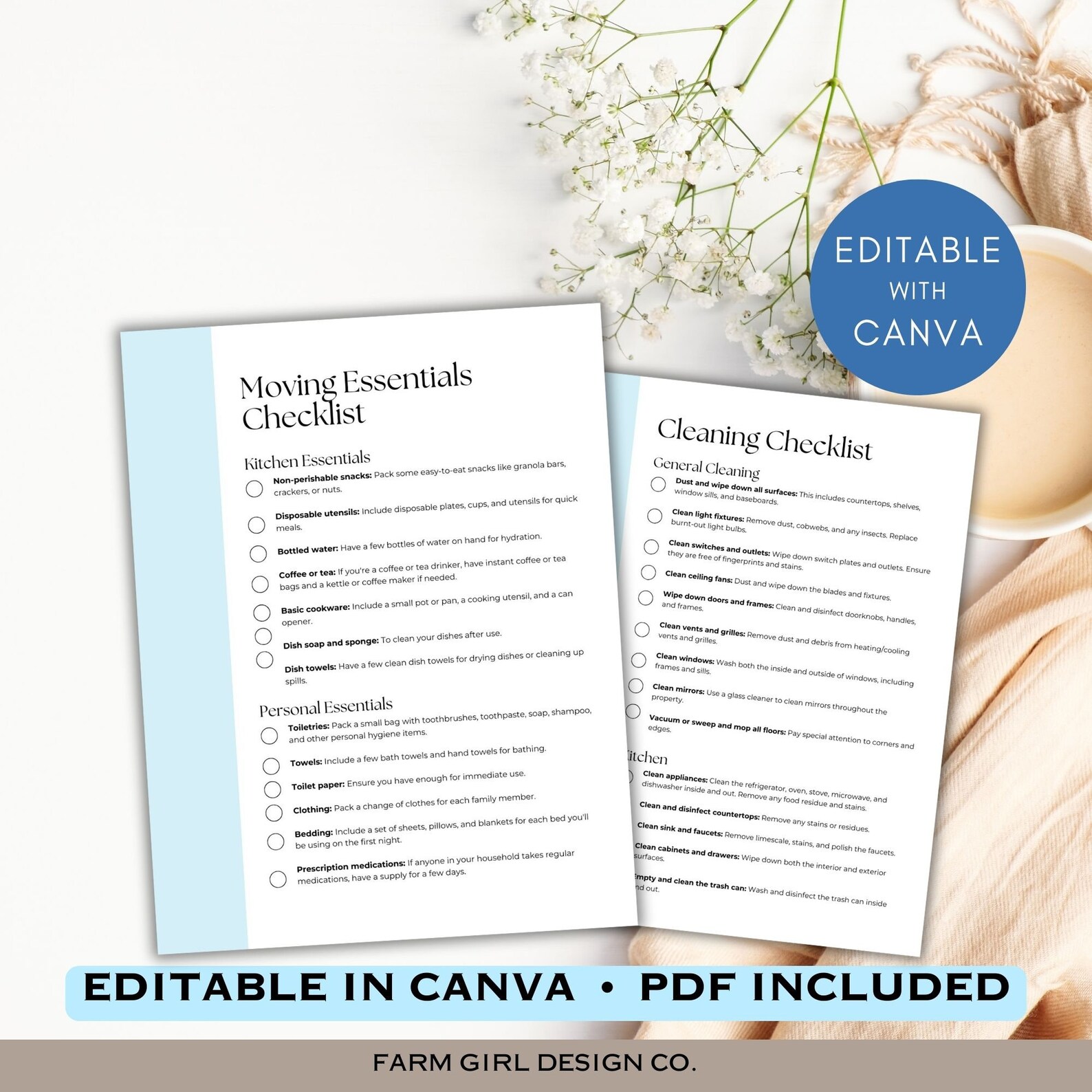 Moving Planner Binder, Relocation Checklist, Move in Move Out Checklist ...
