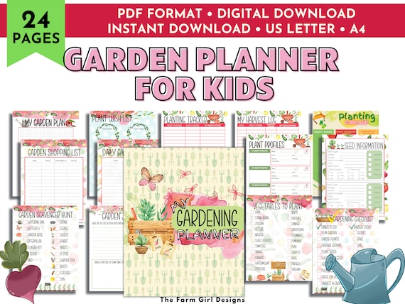Garden Planner for Kids, Garden Notebook, Gardening Printable, Homestead Planner, Plant Care, Gardening Planner, Gardening Checklist