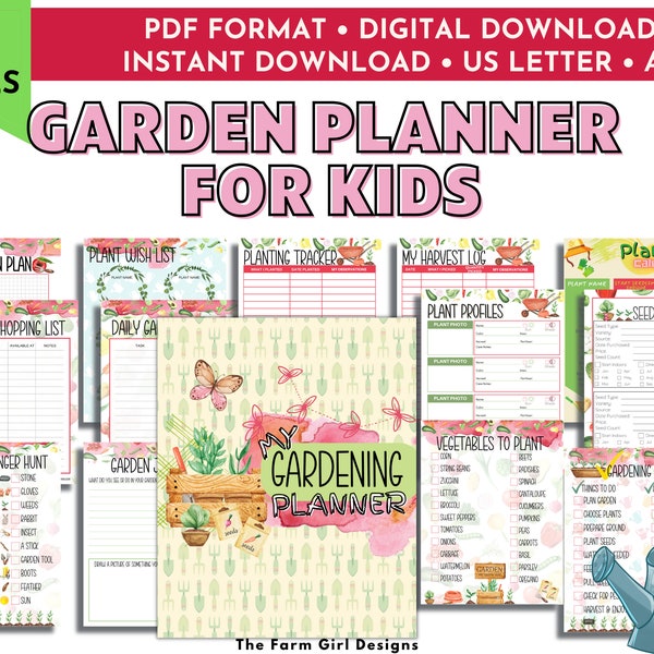 Planificateur de jardin pour enfants, Carnet de jardin, Jardinage imprimable, Le planificateur de jardin familial, Entretien des plantes, Planificateur de jardinage, Liste de contrôle de jardinage