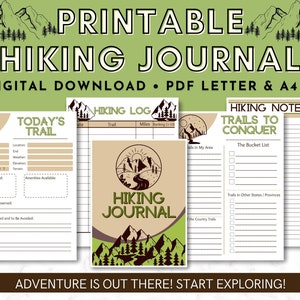 Hiking Journal Log, Hiking Trail Log, Instant Download Hiking Log, Hiking Trip Planner, Nature Journal, National Parks