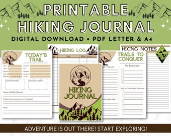 Hiking Journal Log, Hiking Trail Log, Instant Download Hiking Log, Hiking Trip Planner, Nature Journal, National Parks