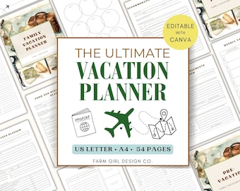 Family Vacation Planner, Travel Planner, Family Vacation Budget Planner, Editable Travel Planner Canva, Trip Planner Group