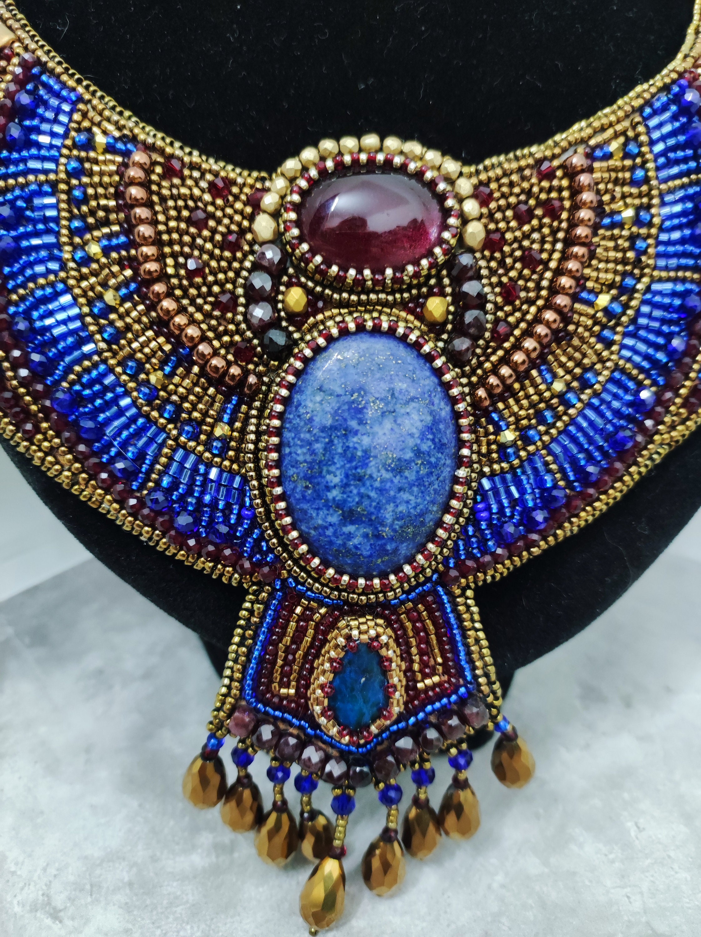 Egypt Lapis Lazuli Necklace Beaded Necklace Bronze Ethnic Oriental