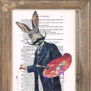 Salvador dali Rabbit, rabbit painter, rabbit illustration, rabbit art, dali art, surrealisme, human animal print image 1