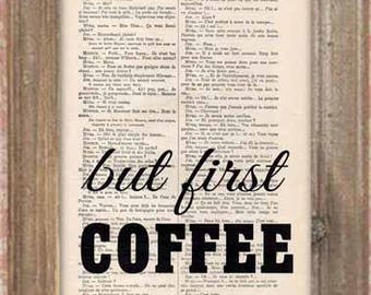 But First Coffee Print Art Poster Typography Wall Decor Home Decor Giclee Artwork Typographic Art Wall Hanging Decor Minimalist Black White