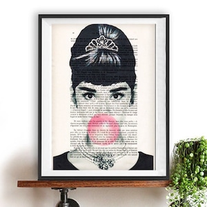 Audrey Hepburn bubblegum, hepburn art,vintage deco, twenties, vintage poster, flower print, charleston, christmas gift, gift for her,Book