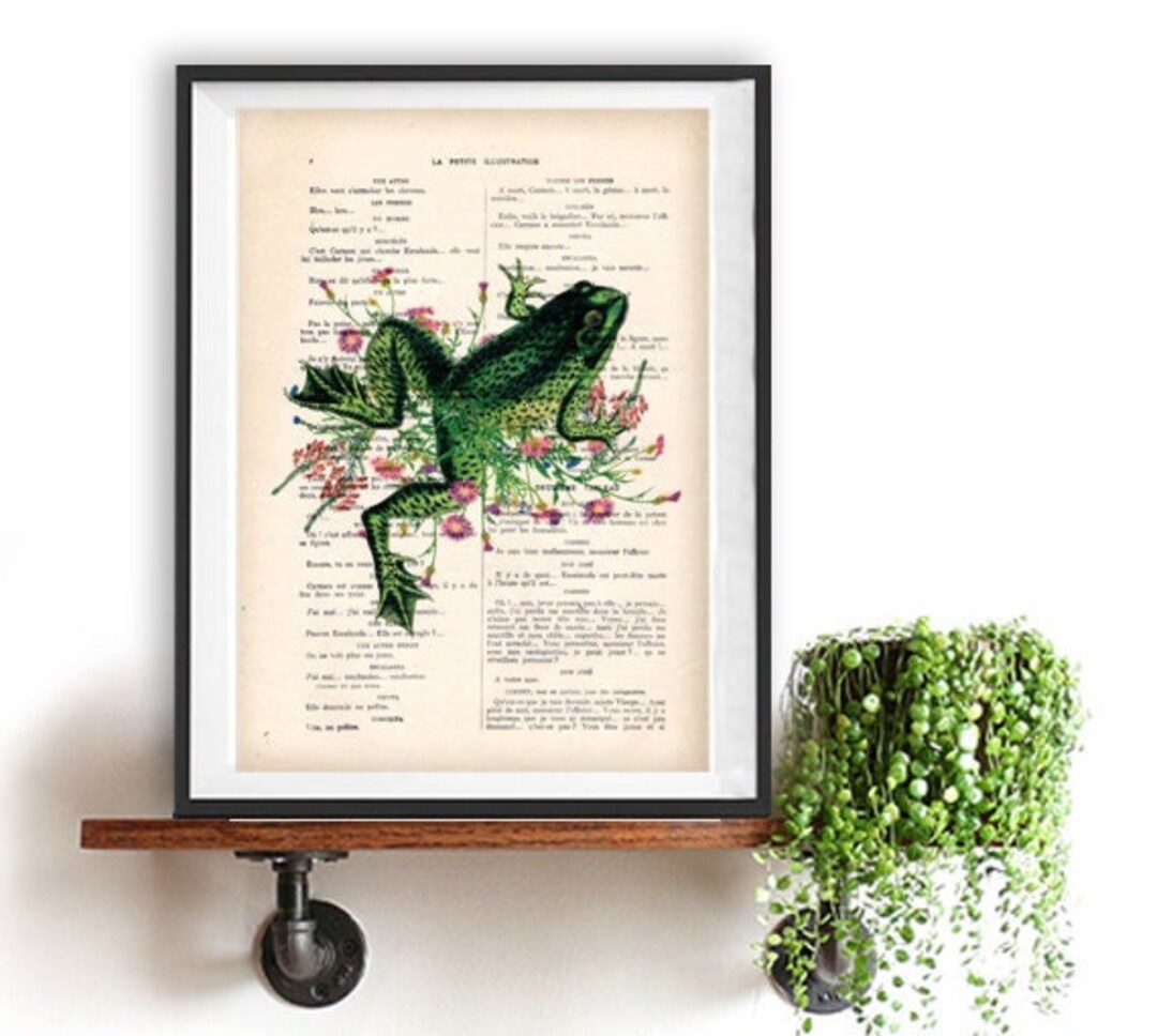 Frog 03, Frog Poster, Froggy, Frog Art, Vintage Frog Print, Vintage ...